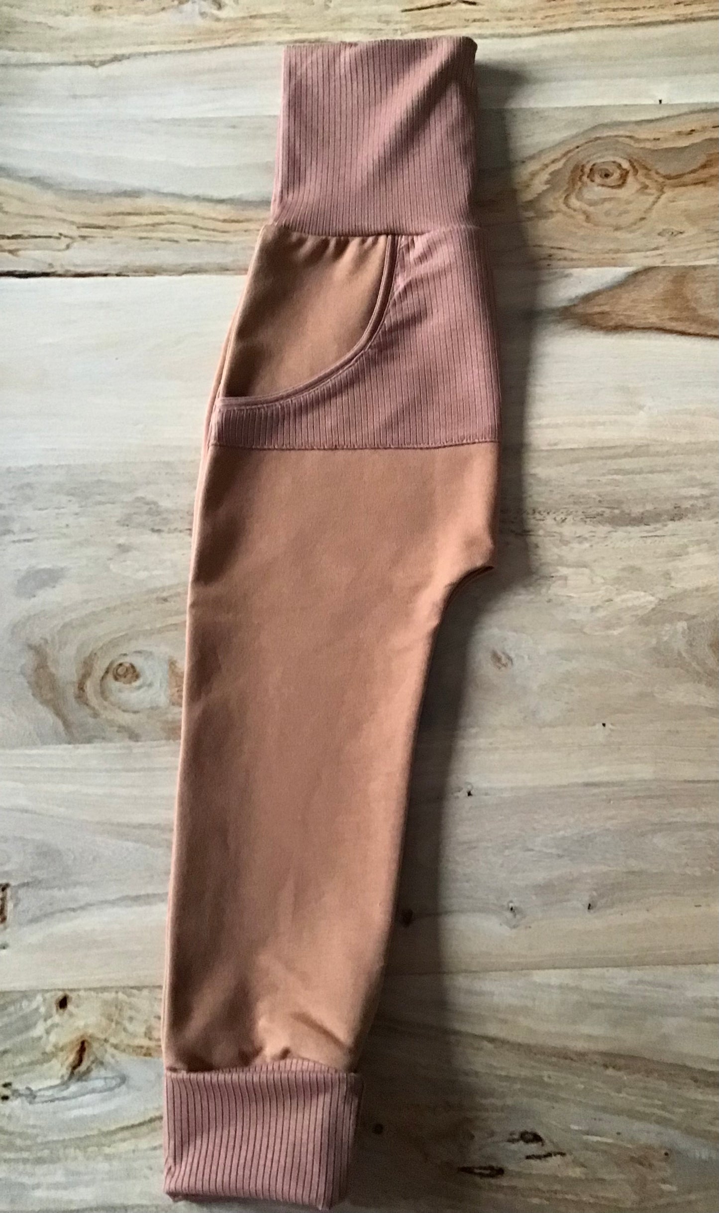 Caramel harem pants with kangaroo pocket
