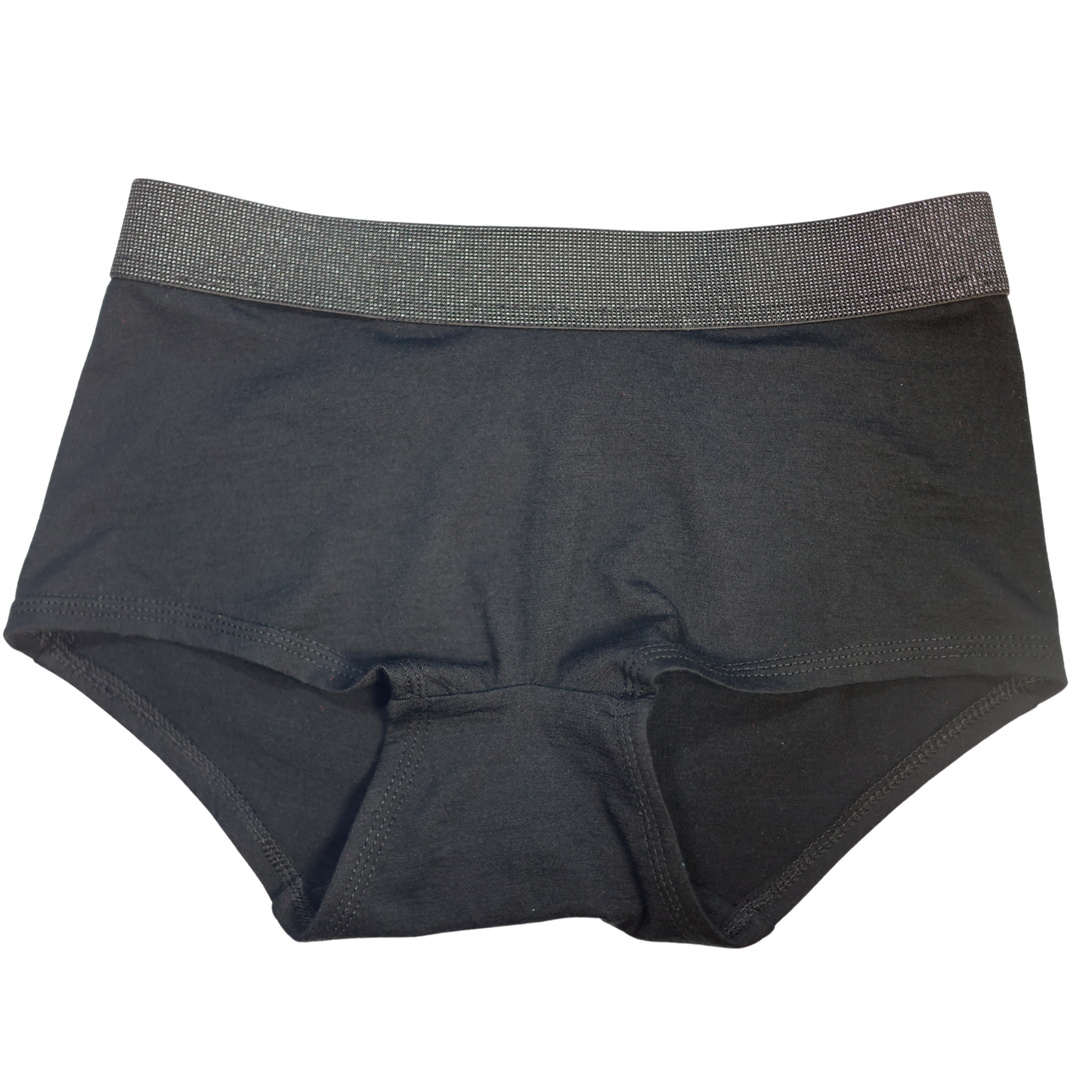 ELZI for women - Boyshort in black merino - black and shiny elastic