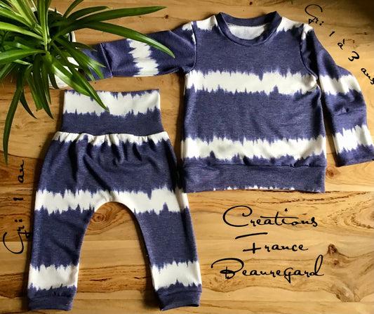 Ensemble pantalon gr:1 an et chandail évolutif gr:6 à 36 mois  prêt à partir