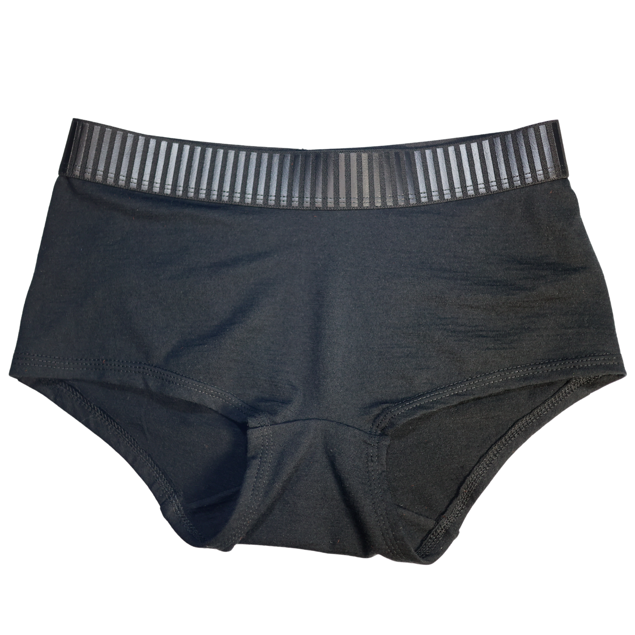 ELZI pour femmes - Boyshort en mérino noir - elastique noir et