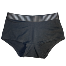 Charger l&#39;image dans la galerie, ELZI pour femmes - Boyshort en mérino noir - Elastique à relief noir
