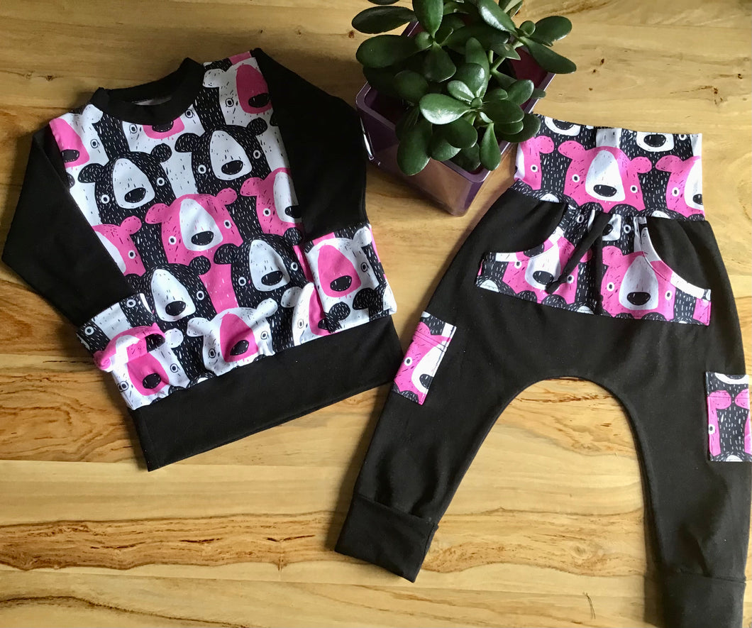 Hoodie et Sarouel évolutif les oursons prêt à partir  Gr:1 an à 3 ans
