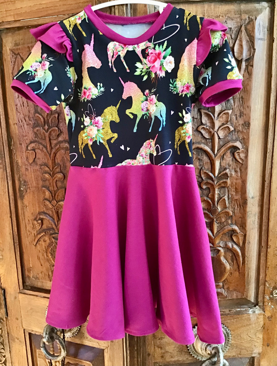 Robe évolutive à manche courte Les licornes gr:1 à 3 ans